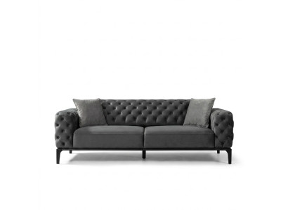 Divano 3 posti in tessuto grigio soggiorno Chesterfield nuovo