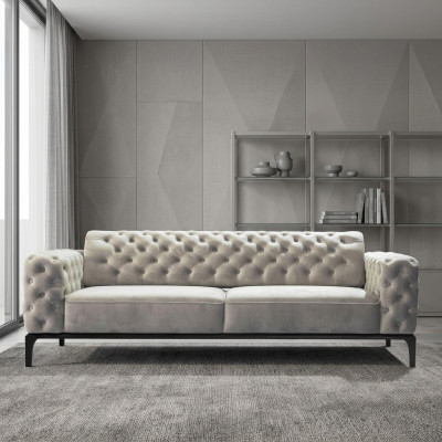 Divano a tre posti 3 posti in tessuto bianco Chesterfield soggiorno nuovo