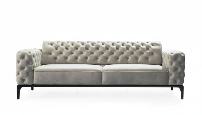 Divano a tre posti 3 posti in tessuto bianco Chesterfield soggiorno nuovo