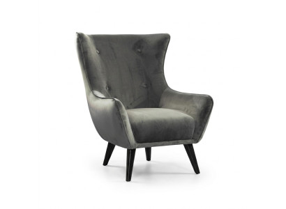 Poltrona poltrona ala tessuto soggiorno poliestere design grigio moderno sedile.