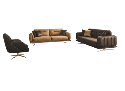 Sofà completo 431 poltrona poltrona ecopelle marrone Set da 3 parti