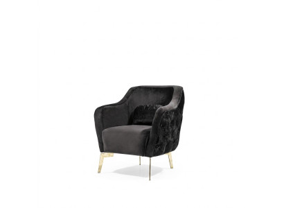 Poltrona Chesterfield Sedia ad Ala Tessuto Soggiorno Poliestere Nero