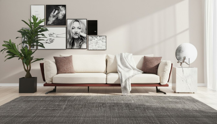 Divano a 4 posti in stoffa beige design moderno lussuoso per soggiorno.