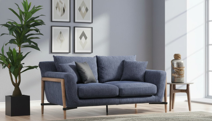 Divano a quattro posti 4 posti in tessuto moderno design soggiorno blu