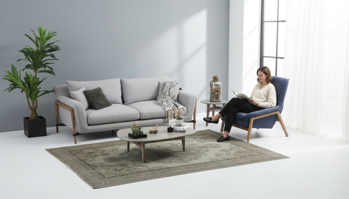 Divano 3 posti poltrona tre posti divano in stoffa design moderno grigio
