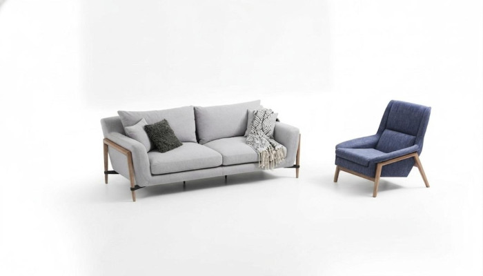 Divano 3 posti poltrona tre posti divano in stoffa design moderno grigio