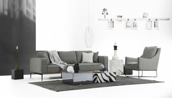 Divano 4 posti poltrona quattro posti divani in tessuto design moderno grigio