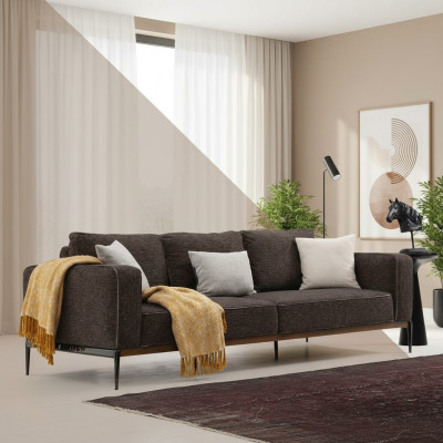 Divano a quattro posti 4 posti in stoffa Design moderno Grigio per il soggiorno