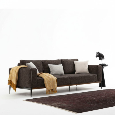 Divano a quattro posti 4 posti in stoffa Design moderno Grigio per il soggiorno