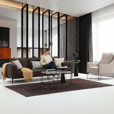 Divano 4 posti Poltrona a 4 posti Grigio Tessuto Divani Design Moderno