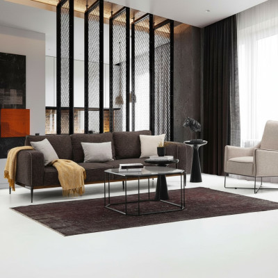 Divano 4 posti Poltrona a 4 posti Grigio Tessuto Divani Design Moderno