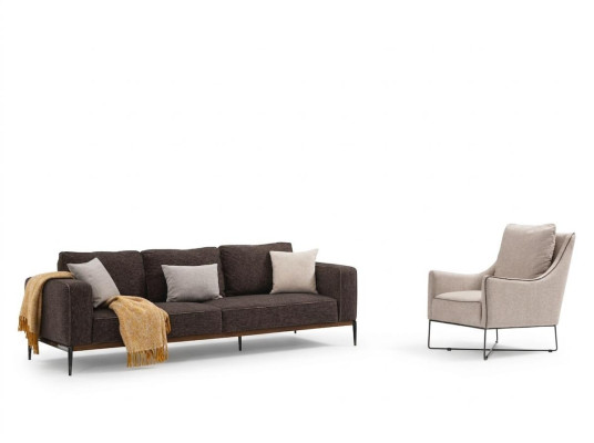 Divano componibile 3 posti Poltrona a 3 posti in tessuto grigio design moderno.