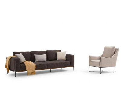 Divano componibile 3 posti Poltrona a 3 posti in tessuto grigio design moderno.