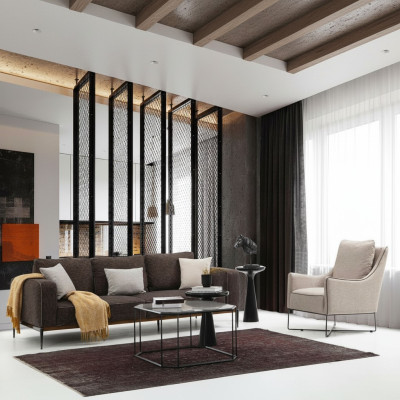Sofà a due posti poltrona in tessuto grigio design moderno