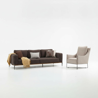 Sofà a due posti poltrona in tessuto grigio design moderno