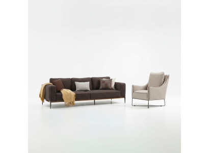 Sofà a due posti poltrona in tessuto grigio design moderno