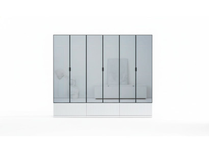 Armadio guardaroba in legno moderno bianco con specchi per camera da letto.