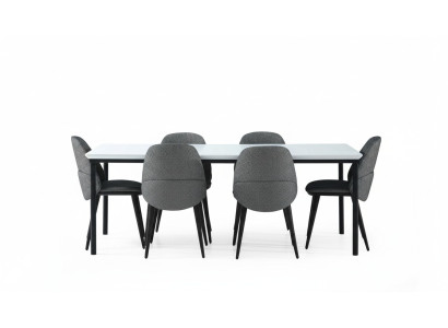 Gruppo sala da pranzo Tavolo Sedia Tavolo Legno Set 7 pezzi Grigio Moderno Set