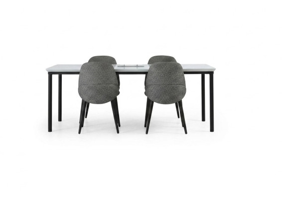 Gruppo Sala da pranzo Tavolo Sedie Legno Set 5 pezzi Grigio Set