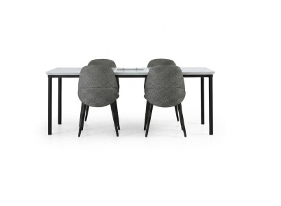 Gruppo Sala da pranzo Tavolo Sedie Legno Set 5 pezzi Grigio Set