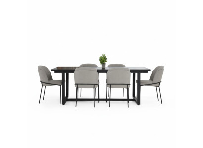 Angolo pranzo Set da pranzo Sala da pranzo Tavolo Sedie 7 pezzi Legno Grigio Set Nuovo