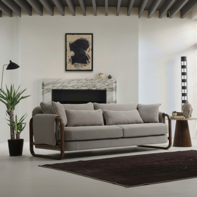 Divano 4 posti Moderno in stoffa grigia Design Sofà Nuovo per il soggiorno.