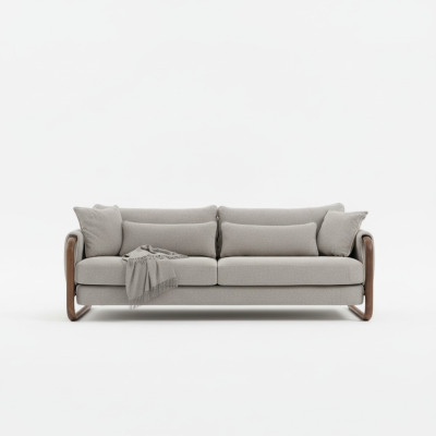 Divano 4 posti Moderno in stoffa grigia Design Sofà Nuovo per il soggiorno.