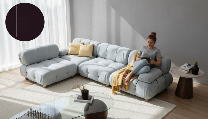 Salotto Divano ad angolo Tessuto Divani Angolo Grigio Moderno Design in Poliestere