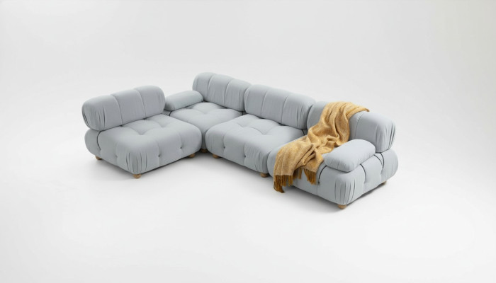 Salotto Divano ad angolo Tessuto Divani Angolo Grigio Moderno Design in Poliestere