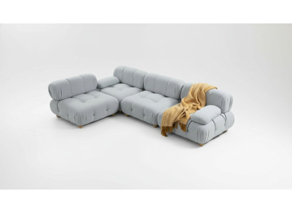 Salotto Divano ad angolo Tessuto Divani Angolo Grigio Moderno Design in Poliestere