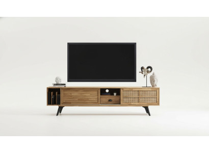 Mobile porta TV RTV, tavolino basso, marrone, legno, moderno, set salotto.