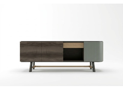 Mobile credenza in legno moderna nera per sala da pranzo.