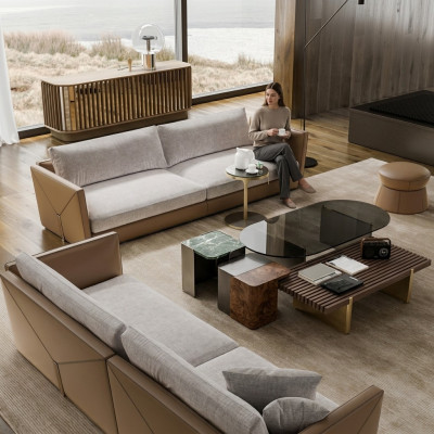 Divano a 3 posti moderno in tessuto grigio, design del divano per il soggiorno, nuovo.