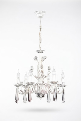 Grande lampadario da soffitto lampada da soggiorno luster a corona bianco candeliere in cristallo