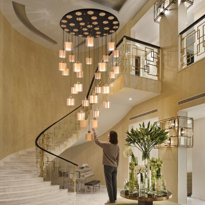 Lussuoso lampadario da soggiorno a soffitto lampadario lampada a soffitto lustrini oro