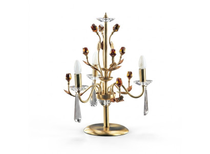 Lampada da tavolo in cristallo dorato di lusso, lampade da tavolo di lusso con lampadario a corona luminosa