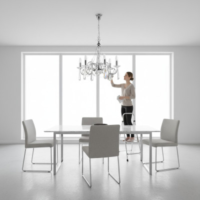 Argento Lussuoso Lampadario a Corona a Sospensione Lampadario Lampadario Pendente Arte Moderna