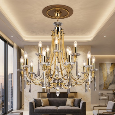 Lusso Lampadario a soffitto Lampadario plafoniera Stile Oro Cristallo.