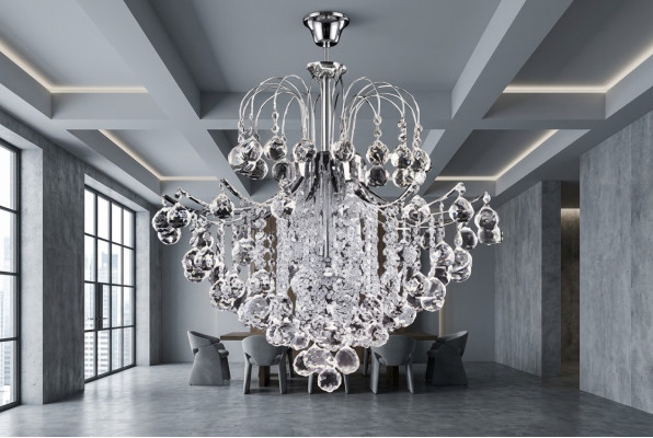 Lampadario Lampadario a soffitto Lampada a soffitto in cristallo Lampade di lusso Argento