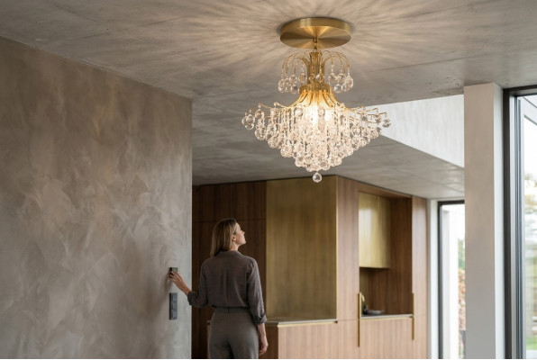 Lampadario a soffitto di lusso in stile regale dorato