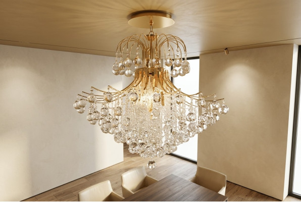 Lampadario a soffitto di lusso in stile regale dorato