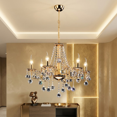 Lampadario a corona d'oro in cristallo Lampadario a corona Lampada a sospensione Lampadario da soffitto