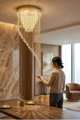 Lampadario da soffitto di lusso in cristallo, lampadario a candelabro, lampada a soffitto, lampadario a corona di luce.