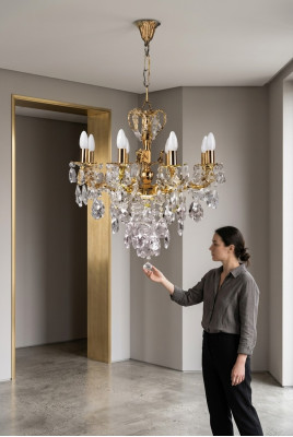 Lustro lampadario soffitto luce soffitto luce oro lusso arte cristallo.