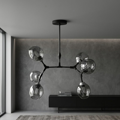 Lampadario a soffitto Lampadario Lampadario a soffitto Moderno Vetro Nero Nuovo