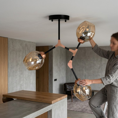 Plafoniera lampadario lampadario lampada soffitto lampade oro moderno vetro
