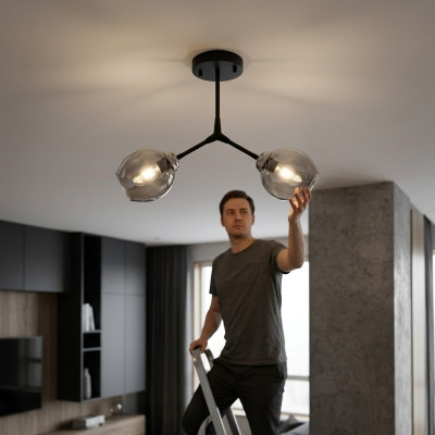 Lampadario a soffitto lampadario lampadario in vetro nero.