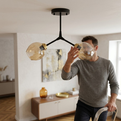 Lampadario Lampadario Lampadario Lampada a soffitto Lampade in vetro moderno dorato