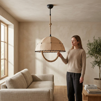 Lampada a soffitto Lampadario Lampadario Lampada Beige Moderna Corda