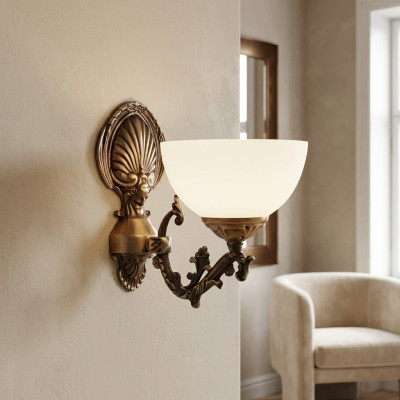 Plafoniera lampada da parete Applique lumi classiche a parete Marrone Classe.
